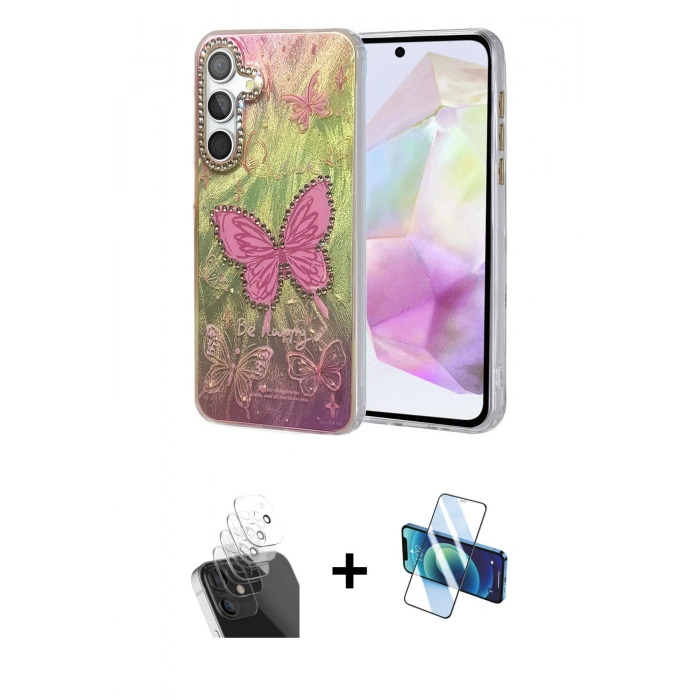 MARSİLYAN™- Galaxy A35 5G Kılıf Zirve Modern Prime - Siyah 3D Antistatik Seramik Nano Ekran Koruyucu + Kamera Lens Koruma Cam - SF