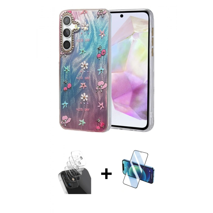 MARSİLYAN™- Galaxy A35 5G Kılıf Zirve Modern Prime - Siyah 3D Antistatik Seramik Nano Ekran Koruyucu + Kamera Lens Koruma Cam - SF