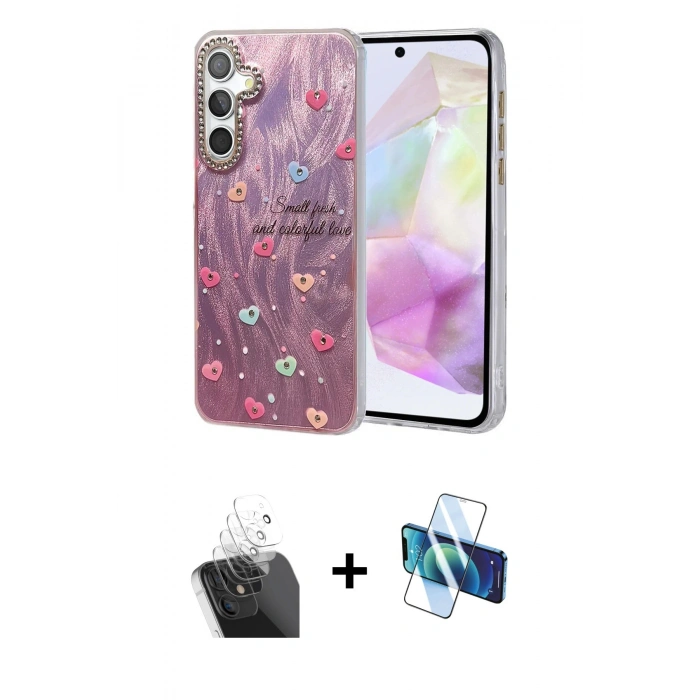 MARSİLYAN™- Galaxy A35 5G Kılıf Zirve Modern Prime - Siyah 3D Antistatik Seramik Nano Ekran Koruyucu + Kamera Lens Koruma Cam - SF