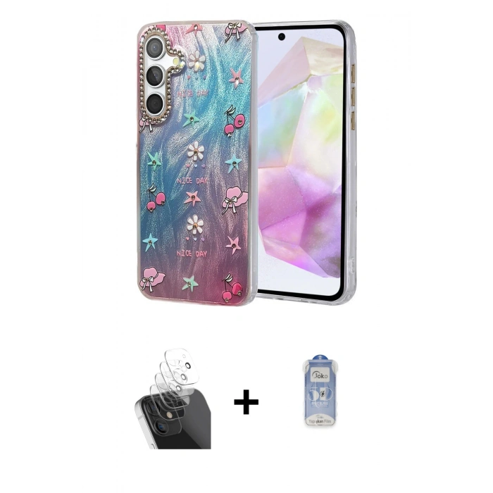 MARSİLYAN™- Galaxy A35 5G Kılıf Zirve Modern Prime - Siyah Joko Magic 5D Cam + Kamera Lens Koruma Cam - SF