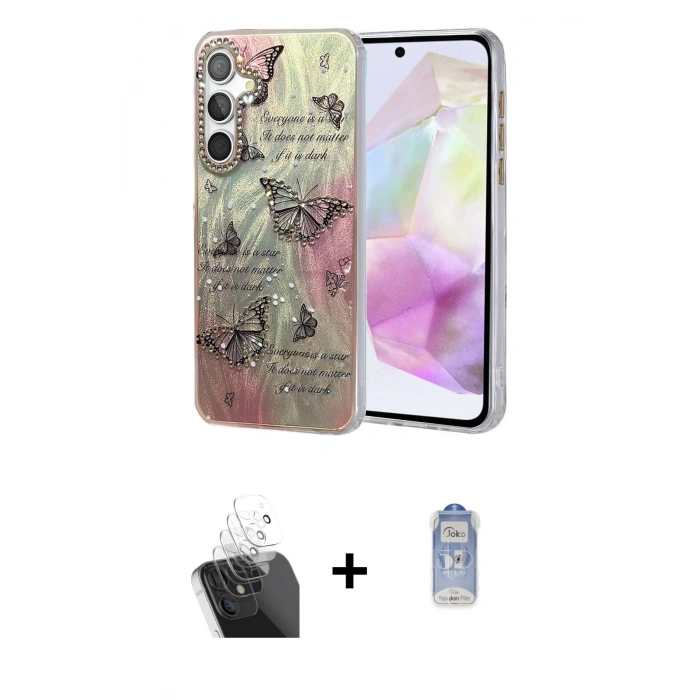 MARSİLYAN™- Galaxy A35 5G Kılıf Zirve Modern Prime - Siyah Joko Magic 5D Cam + Kamera Lens Koruma Cam - SF