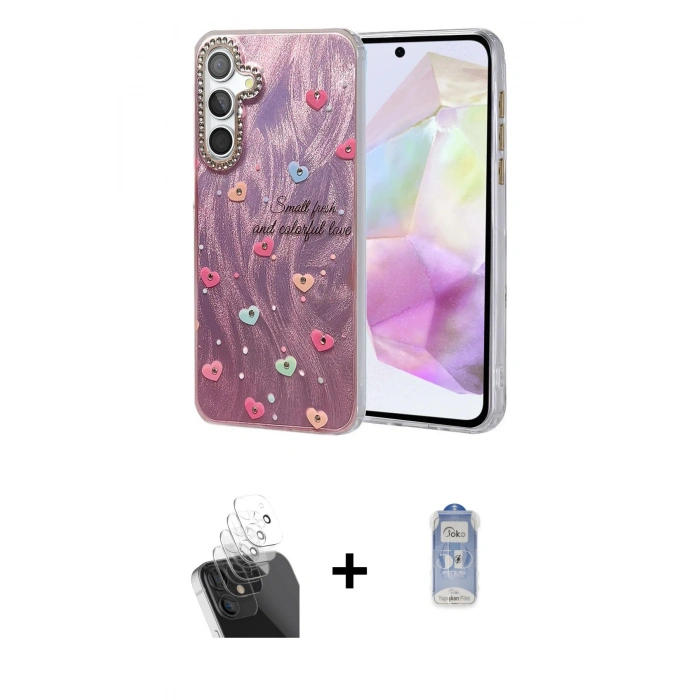 MARSİLYAN™- Galaxy A35 5G Kılıf Zirve Modern Prime - Siyah Joko Magic 5D Cam + Kamera Lens Koruma Cam - SF