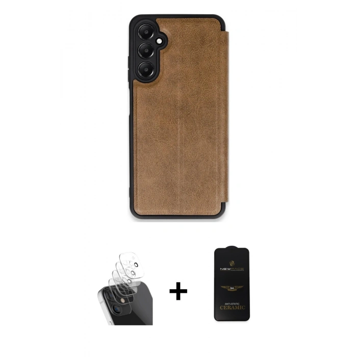 MARSİLYAN™- Galaxy A35 5G Kılıf Zirve Yansıma Serisi - Siyah 6D Antistatik Mat Seramik Hayalet Nano Ekran Koruyucu + Kamera Lens Koruma Cam - SF