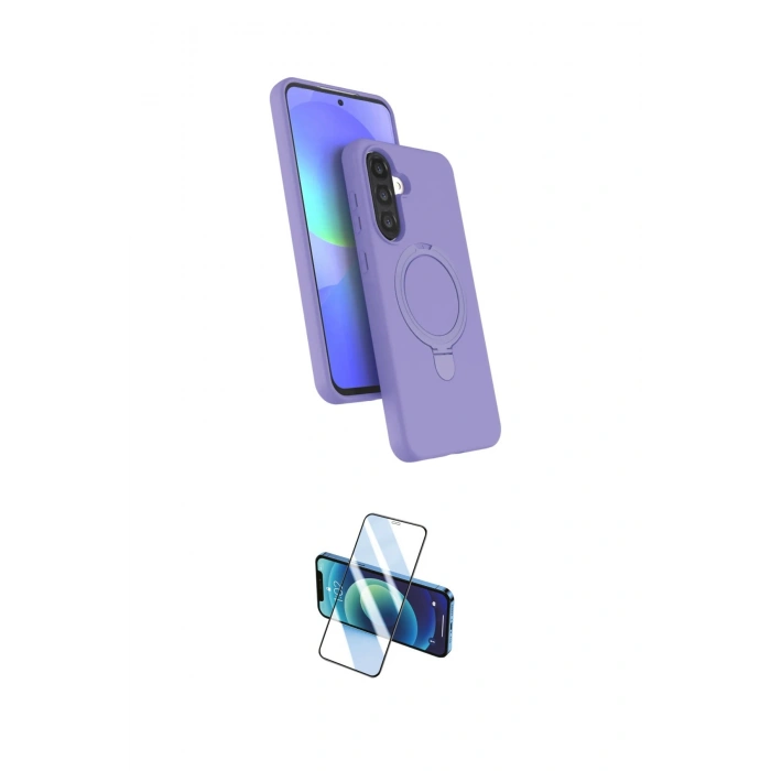 MARSİLYAN™- Galaxy A36 Kılıf İz Işık Koleksiyonu - Siyah 3D Antistatik Cam Ekran Koruyucu