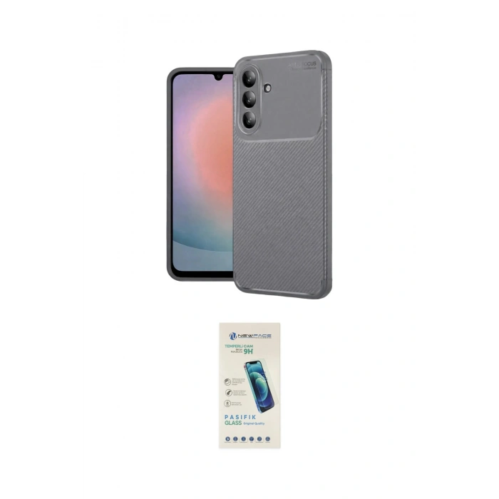 MARSİLYAN™- Galaxy A37 5G Kılıf Eksen Form Prime - Şeffaf Pasifik Cam Ekran Koruyucu