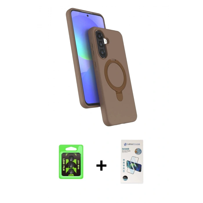 MARSİLYAN™- Galaxy A37 5G Kılıf İz Işık Koleksiyonu - Şeffaf 3D Antistatik Seramik Nano Ekran Koruyucu + Raze Metal Kamera Lens - SH