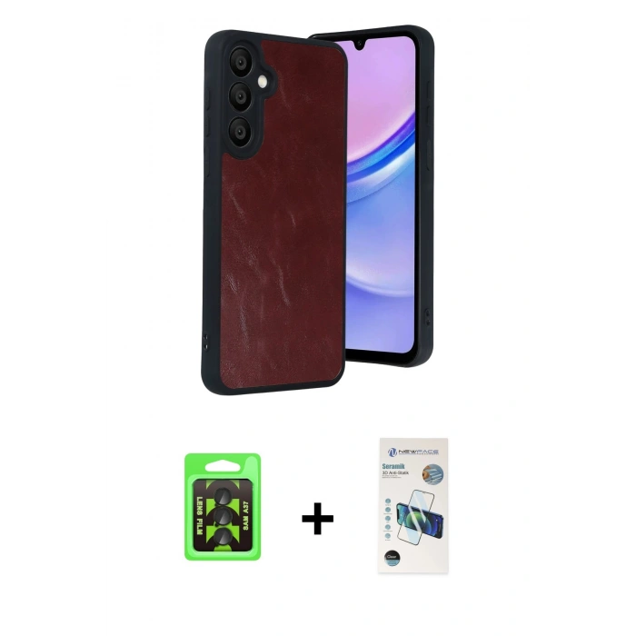 MARSİLYAN™- Galaxy A37 5G Kılıf Kıvılcım Işık Serisi - Şeffaf 3D Antistatik Seramik Nano Ekran Koruyucu + Raze Metal Kamera Lens - SH