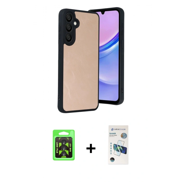 MARSİLYAN™- Galaxy A37 5G Kılıf Kıvılcım Işık Serisi - Şeffaf 3D Antistatik Seramik Nano Ekran Koruyucu + Raze Metal Kamera Lens - SH