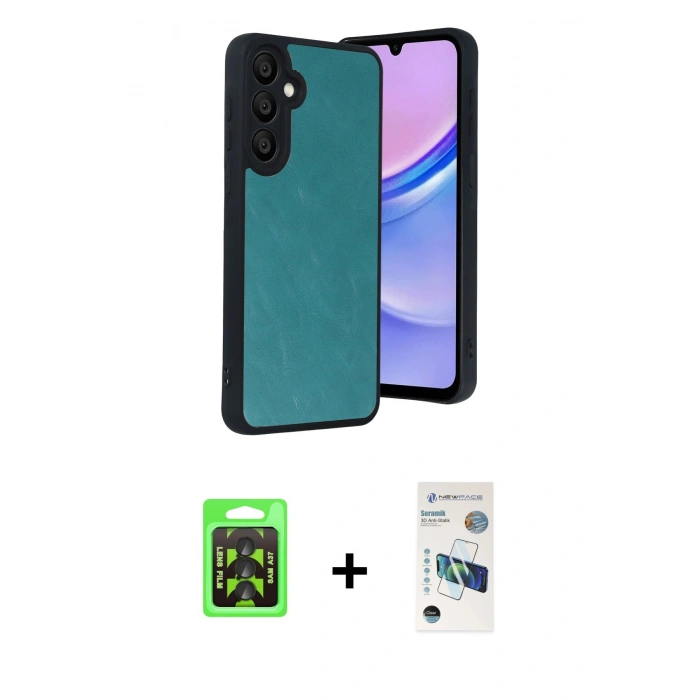 MARSİLYAN™- Galaxy A37 5G Kılıf Kıvılcım Işık Serisi - Şeffaf 3D Antistatik Seramik Nano Ekran Koruyucu + Raze Metal Kamera Lens - SH