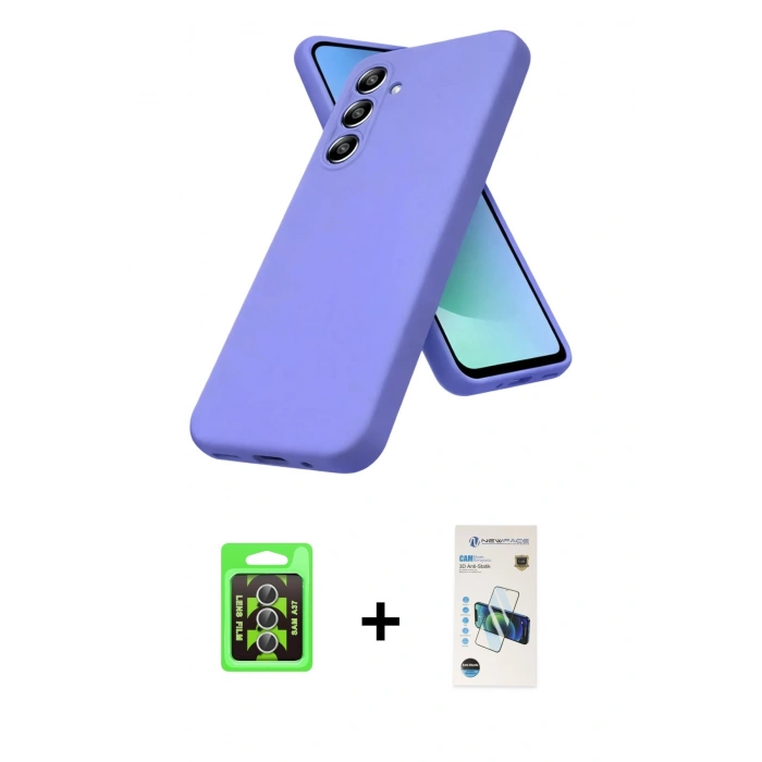 MARSİLYAN™- Galaxy A37 5G Kılıf Kozmos Yansıma Özel Seri - Şeffaf 3D Antistatik Cam Ekran Koruyucu + Raze Metal Kamera Lens - GS
