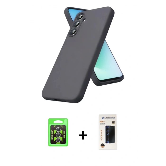 MARSİLYAN™- Galaxy A37 5G Kılıf Kozmos Yansıma Özel Seri - Şeffaf 3D Antistatik Hayalet Cam Ekran Koruyucu + Raze Metal Kamera Lens - GS