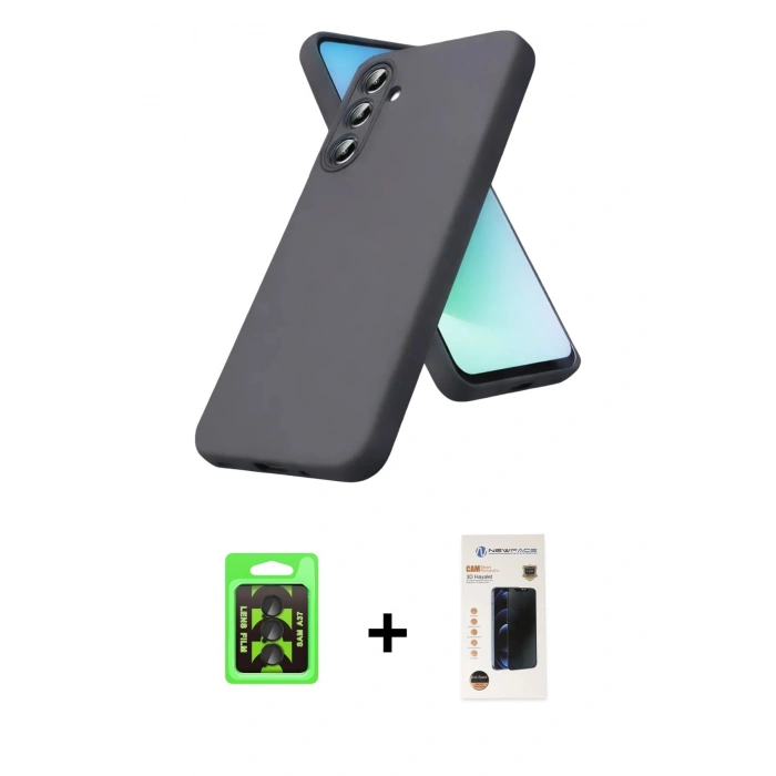 MARSİLYAN™- Galaxy A37 5G Kılıf Kozmos Yansıma Özel Seri - Şeffaf 3D Antistatik Hayalet Cam Ekran Koruyucu + Raze Metal Kamera Lens - SH