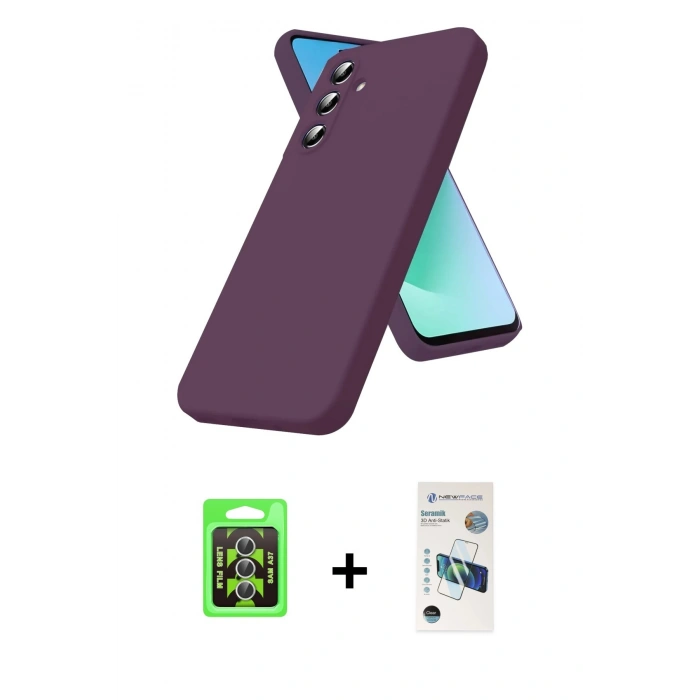 MARSİLYAN™- Galaxy A37 5G Kılıf Kozmos Yansıma Özel Seri - Şeffaf 3D Antistatik Seramik Nano Ekran Koruyucu + Raze Metal Kamera Lens - GS