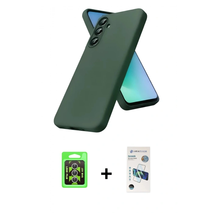 MARSİLYAN™- Galaxy A37 5G Kılıf Kozmos Yansıma Özel Seri - Şeffaf 3D Antistatik Seramik Nano Ekran Koruyucu + Raze Metal Kamera Lens - GS