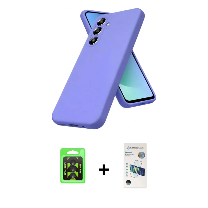 MARSİLYAN™- Galaxy A37 5G Kılıf Kozmos Yansıma Özel Seri - Şeffaf 3D Antistatik Seramik Nano Ekran Koruyucu + Raze Metal Kamera Lens - SH