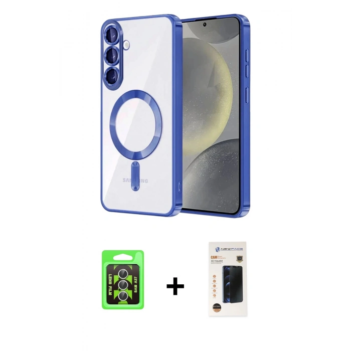 MARSİLYAN™- Galaxy A37 5G Kılıf Nova Işık Özel Seri - Şeffaf 3D Antistatik Hayalet Cam Ekran Koruyucu + Raze Metal Kamera Lens - GS