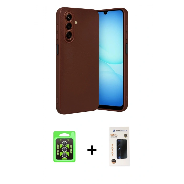 MARSİLYAN™- Galaxy A37 5G Kılıf Nova Işık - Şeffaf 3D Antistatik Hayalet Cam Ekran Koruyucu + Raze Metal Kamera Lens - GS