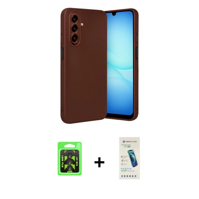 MARSİLYAN™- Galaxy A37 5G Kılıf Nova Işık - Şeffaf Pasifik Cam Ekran Koruyucu + Raze Metal Kamera Lens - SH