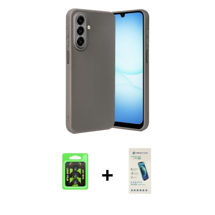MARSİLYAN™- Galaxy A37 5G Kılıf Nova Işık - Şeffaf Pasifik Cam Ekran Koruyucu + Raze Metal Kamera Lens - SH