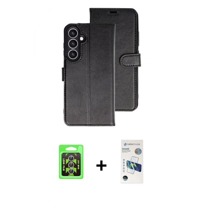 MARSİLYAN™- Galaxy A37 5G Kılıf Siluet Işık Serisi - Şeffaf 3D Antistatik Seramik Nano Ekran Koruyucu + Raze Metal Kamera Lens - GS