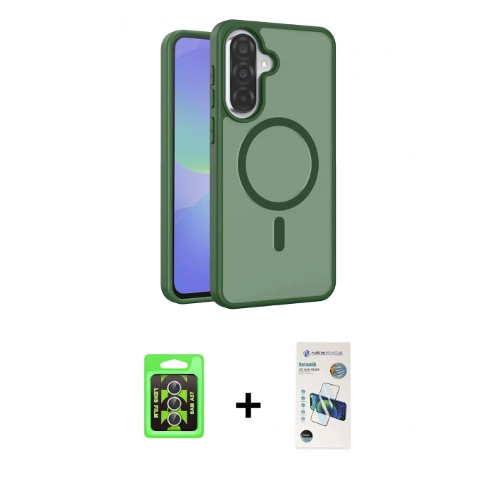 MARSİLYAN™- Galaxy A37 5G Kılıf Siluet Minimal Prime - Şeffaf 3D Antistatik Seramik Nano Ekran Koruyucu + Raze Metal Kamera Lens - GS
