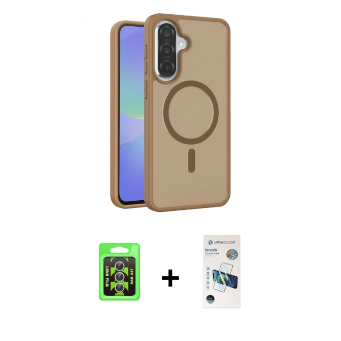 MARSİLYAN™- Galaxy A37 5G Kılıf Siluet Minimal Prime - Şeffaf 3D Antistatik Seramik Nano Ekran Koruyucu + Raze Metal Kamera Lens - GS