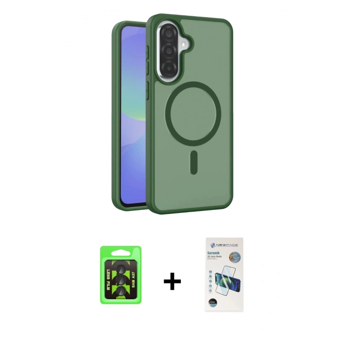 MARSİLYAN™- Galaxy A37 5G Kılıf Siluet Minimal Prime - Şeffaf 3D Antistatik Seramik Nano Ekran Koruyucu + Raze Metal Kamera Lens - SH