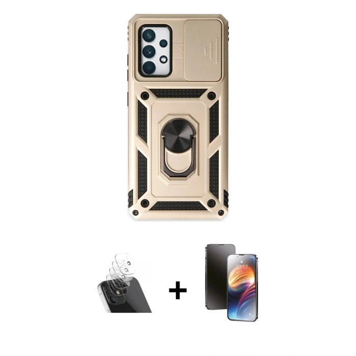 MARSİLYAN™- Galaxy A52 Kılıf Ahenk Klasik - Siyah 3D Antistatik Mat Seramik Nano Ekran Koruyucu + Kamera Lens Koruma Cam - SF