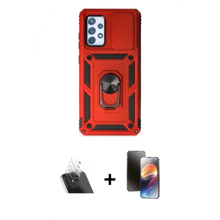 MARSİLYAN™- Galaxy A52 Kılıf Ahenk Klasik - Siyah 3D Antistatik Mat Seramik Nano Ekran Koruyucu + Kamera Lens Koruma Cam - SF
