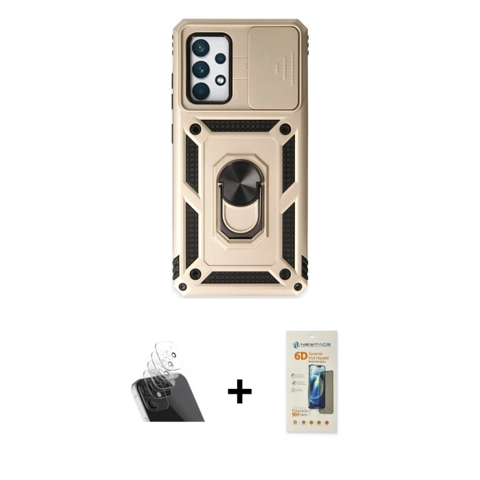 MARSİLYAN™- Galaxy A52 Kılıf Ahenk Klasik - Siyah 6D Mat Seramik Hayalet Nano Ekran Koruyucu + Kamera Lens Koruma Cam - SF