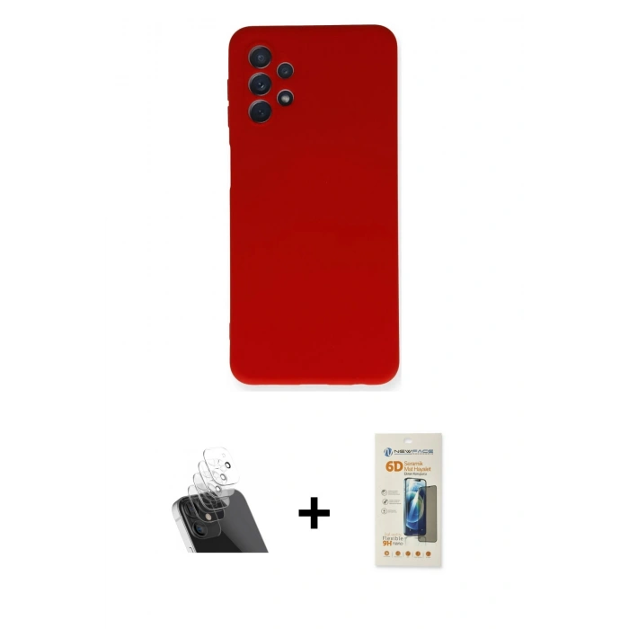 MARSİLYAN™- Galaxy A52 Kılıf Ahenk Serisi - Siyah 6D Mat Seramik Hayalet Nano Ekran Koruyucu + Kamera Lens Koruma Cam - SF