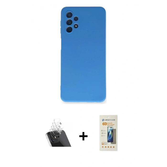 MARSİLYAN™- Galaxy A52 Kılıf Ahenk Serisi - Siyah 6D Mat Seramik Hayalet Nano Ekran Koruyucu + Kamera Lens Koruma Cam - SF