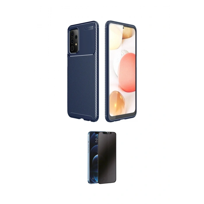 MARSİLYAN™- Galaxy A52 Kılıf Eksen Form Prime - Siyah 3D Antistatik Hayalet Cam Ekran Koruyucu