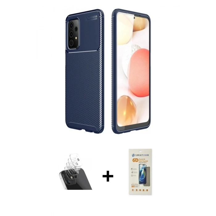 MARSİLYAN™- Galaxy A52 Kılıf Eksen Form Prime - Siyah 6D Mat Seramik Hayalet Nano Ekran Koruyucu + Kamera Lens Koruma Cam - SF