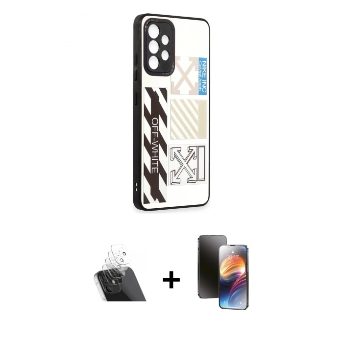 MARSİLYAN™- Galaxy A52 Kılıf Odak Klasik Serisi - Siyah 3D Antistatik Mat Seramik Nano Ekran Koruyucu + Kamera Lens Koruma Cam - SF