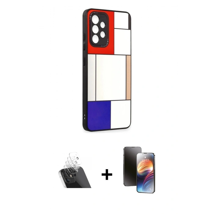 MARSİLYAN™- Galaxy A52 Kılıf Odak Klasik Serisi - Siyah 3D Antistatik Mat Seramik Nano Ekran Koruyucu + Kamera Lens Koruma Cam - SF