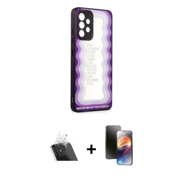MARSİLYAN™- Galaxy A52 Kılıf Odak Klasik Serisi - Siyah 3D Antistatik Mat Seramik Nano Ekran Koruyucu + Kamera Lens Koruma Cam - SF