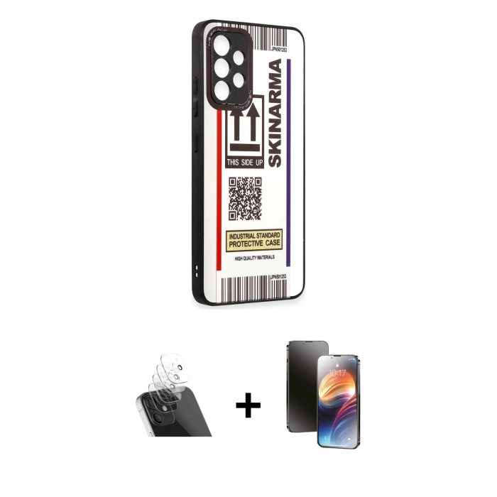 MARSİLYAN™- Galaxy A52 Kılıf Odak Klasik Serisi - Siyah 3D Antistatik Mat Seramik Nano Ekran Koruyucu + Kamera Lens Koruma Cam - SF
