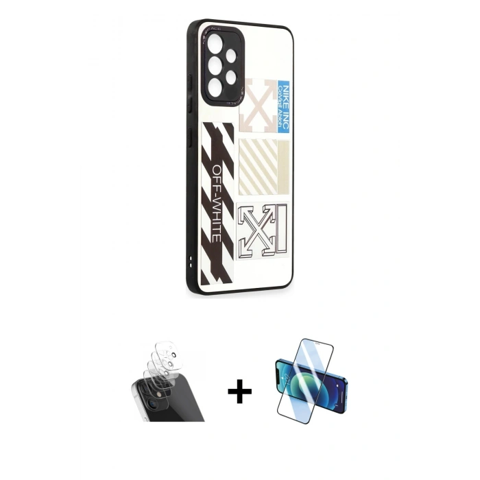 MARSİLYAN™- Galaxy A52 Kılıf Odak Klasik Serisi - Siyah 3D Antistatik Seramik Nano Ekran Koruyucu + Kamera Lens Koruma Cam - SF
