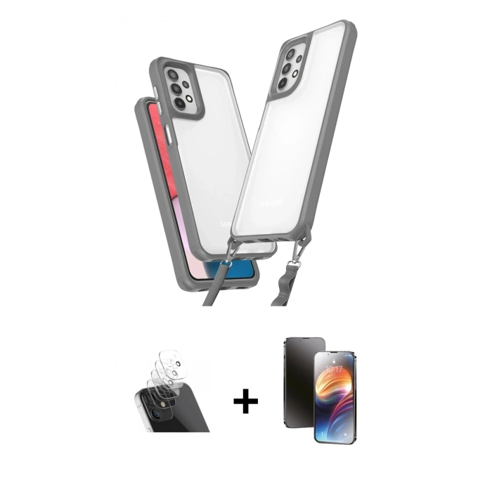 MARSİLYAN™- Galaxy A52 Kılıf Ufuk Klasik - Siyah 3D Antistatik Mat Seramik Nano Ekran Koruyucu + Kamera Lens Koruma Cam - SF