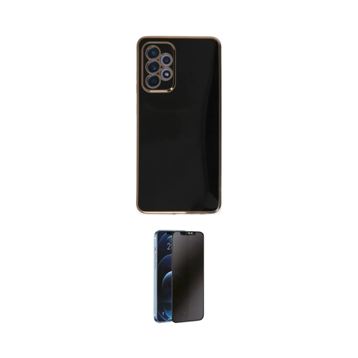 MARSİLYAN™- Galaxy A52 Kılıf Yankı Serisi - Siyah 3D Antistatik Hayalet Cam Ekran Koruyucu