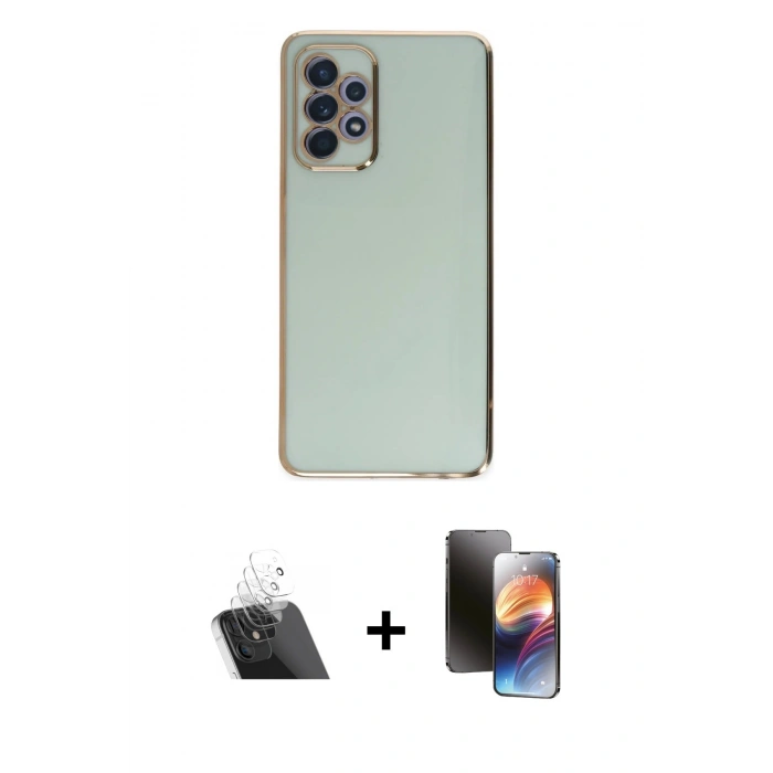 MARSİLYAN™- Galaxy A52 Kılıf Yankı Serisi - Siyah 3D Antistatik Mat Seramik Nano Ekran Koruyucu + Kamera Lens Koruma Cam - SF