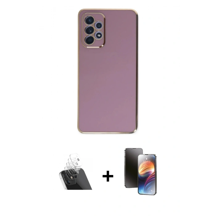 MARSİLYAN™- Galaxy A52 Kılıf Yankı Serisi - Siyah 3D Antistatik Mat Seramik Nano Ekran Koruyucu + Kamera Lens Koruma Cam - SF