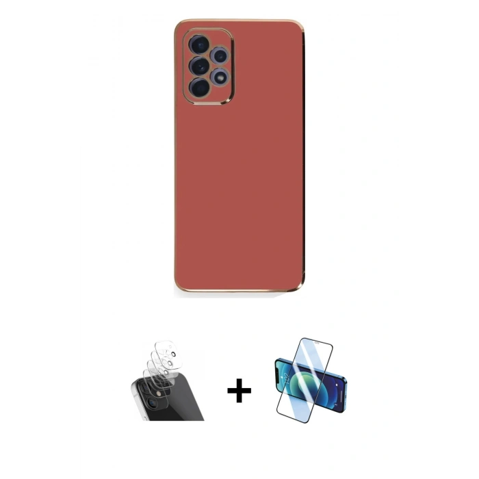 MARSİLYAN™- Galaxy A52 Kılıf Yankı Serisi - Siyah 3D Antistatik Seramik Nano Ekran Koruyucu + Kamera Lens Koruma Cam - SF
