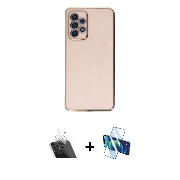MARSİLYAN™- Galaxy A52 Kılıf Yankı Serisi - Siyah 3D Antistatik Seramik Nano Ekran Koruyucu + Kamera Lens Koruma Cam - SF