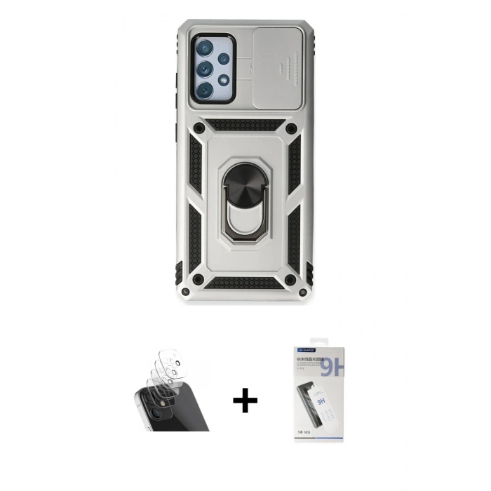MARSİLYAN™- Galaxy A53 5G Kılıf Ahenk Klasik - Şeffaf Uv Polymer Nano Ekran Koruyucu + Kamera Lens Koruma Cam - SF