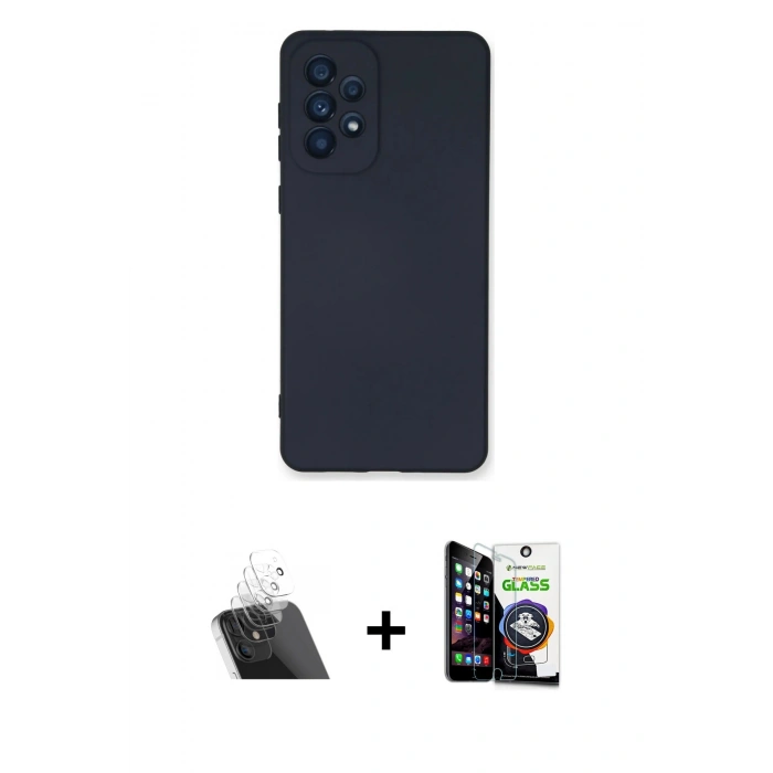 MARSİLYAN™- Galaxy A53 5G Kılıf Ahenk Serisi - Şeffaf Temperli Cam Ekran Koruyucu + Kamera Lens Koruma Cam - SF