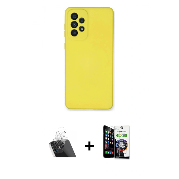 MARSİLYAN™- Galaxy A53 5G Kılıf Ahenk Serisi - Şeffaf Temperli Cam Ekran Koruyucu + Kamera Lens Koruma Cam - SF