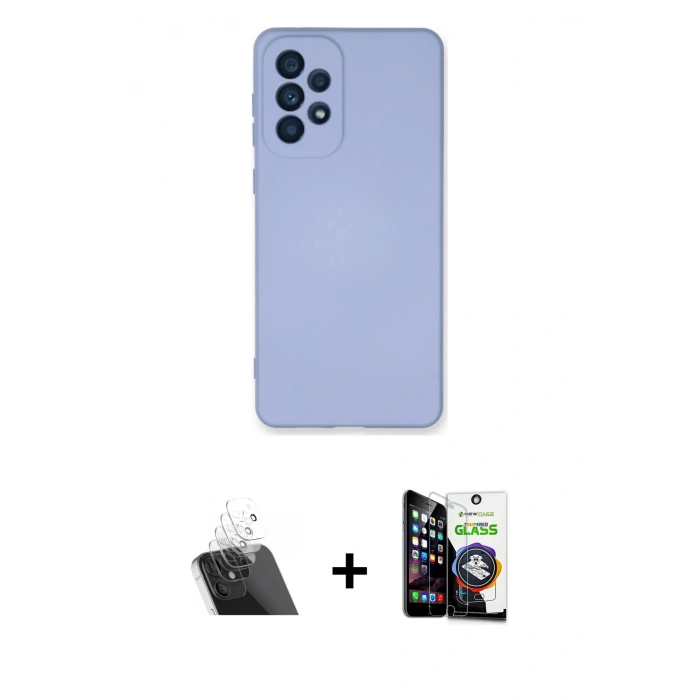 MARSİLYAN™- Galaxy A53 5G Kılıf Ahenk Serisi - Şeffaf Temperli Cam Ekran Koruyucu + Kamera Lens Koruma Cam - SF