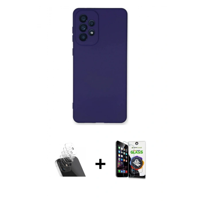 MARSİLYAN™- Galaxy A53 5G Kılıf Ahenk Serisi - Şeffaf Temperli Cam Ekran Koruyucu + Kamera Lens Koruma Cam - SF